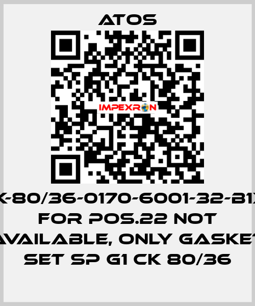 CK-80/36-0170-6001-32-B1X1 for Pos.22 not available, only gasket set SP G1 CK 80/36 Atos