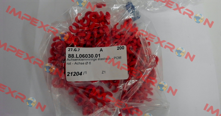 Axle fixing ring elastic - POM red - axle Ø 6 Verpas